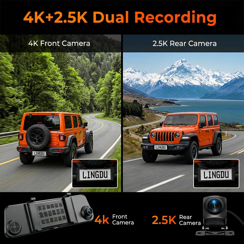 LINGDU LD4K ADAS warnings appear on screen to aid safe driving