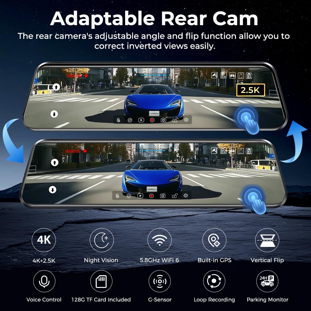 LINGDU LD4K Max rear 2.5K camera for clear rear view and parking