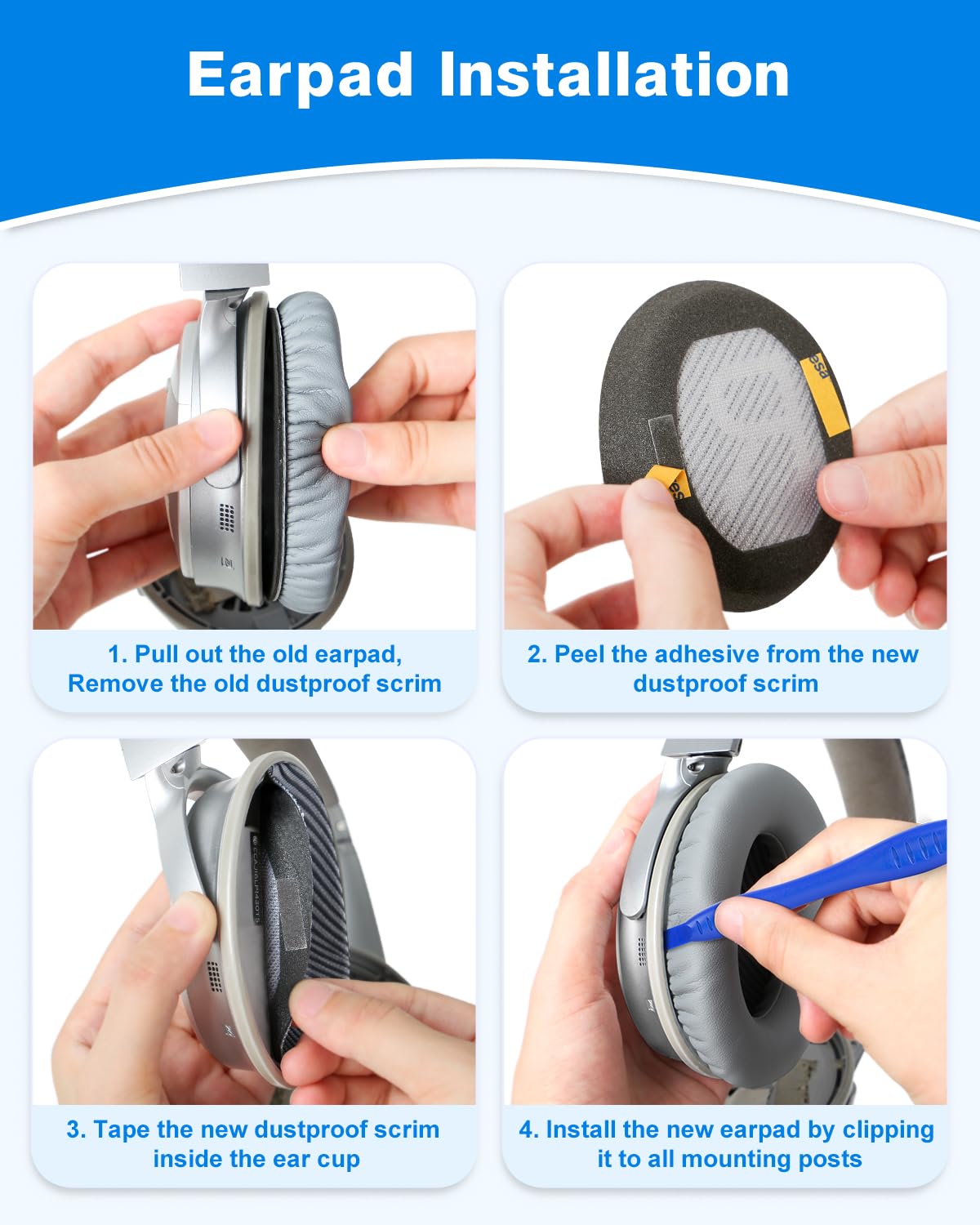 Link Dream light grey ear cushions demonstrate color and fit