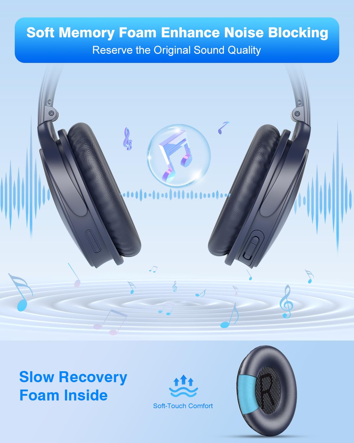 Link Dream memory foam cushions provide a better sound seal and comfort.