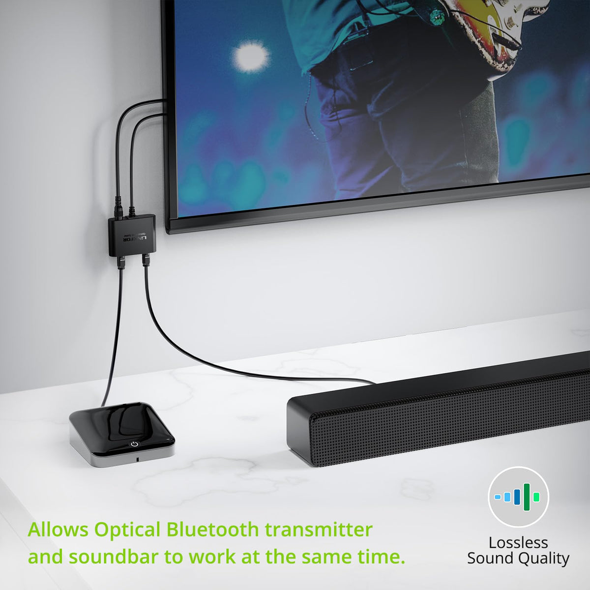 LiNKFOR built-in fiber cable detail, highlights durable construction and minimal signal loss