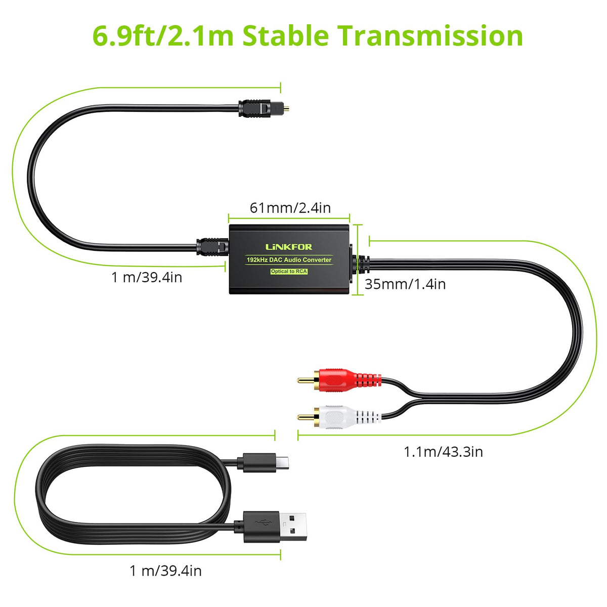 LiNKFOR RCA cable included with the converter for easy installation