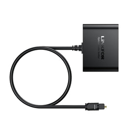 LiNKFOR feeding a soundbar and amplifier simultaneously showing shared audio benefit