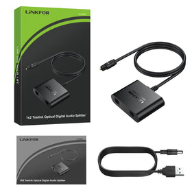 LiNKFOR label and ports close-up, shows compatibility and port layout for quick setup