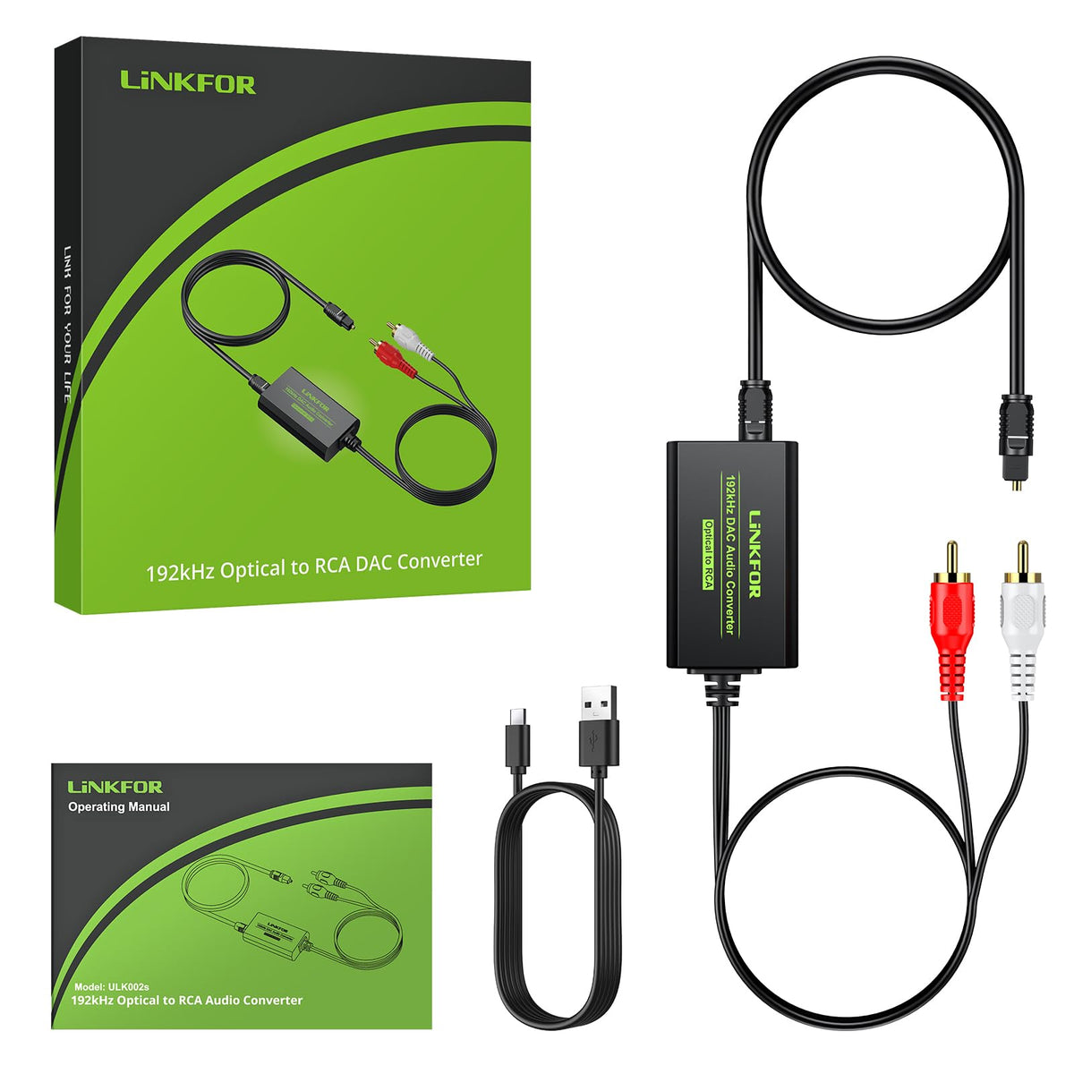 LiNKFOR TV-to-speakers DAC setup demonstrating enhanced stereo audio