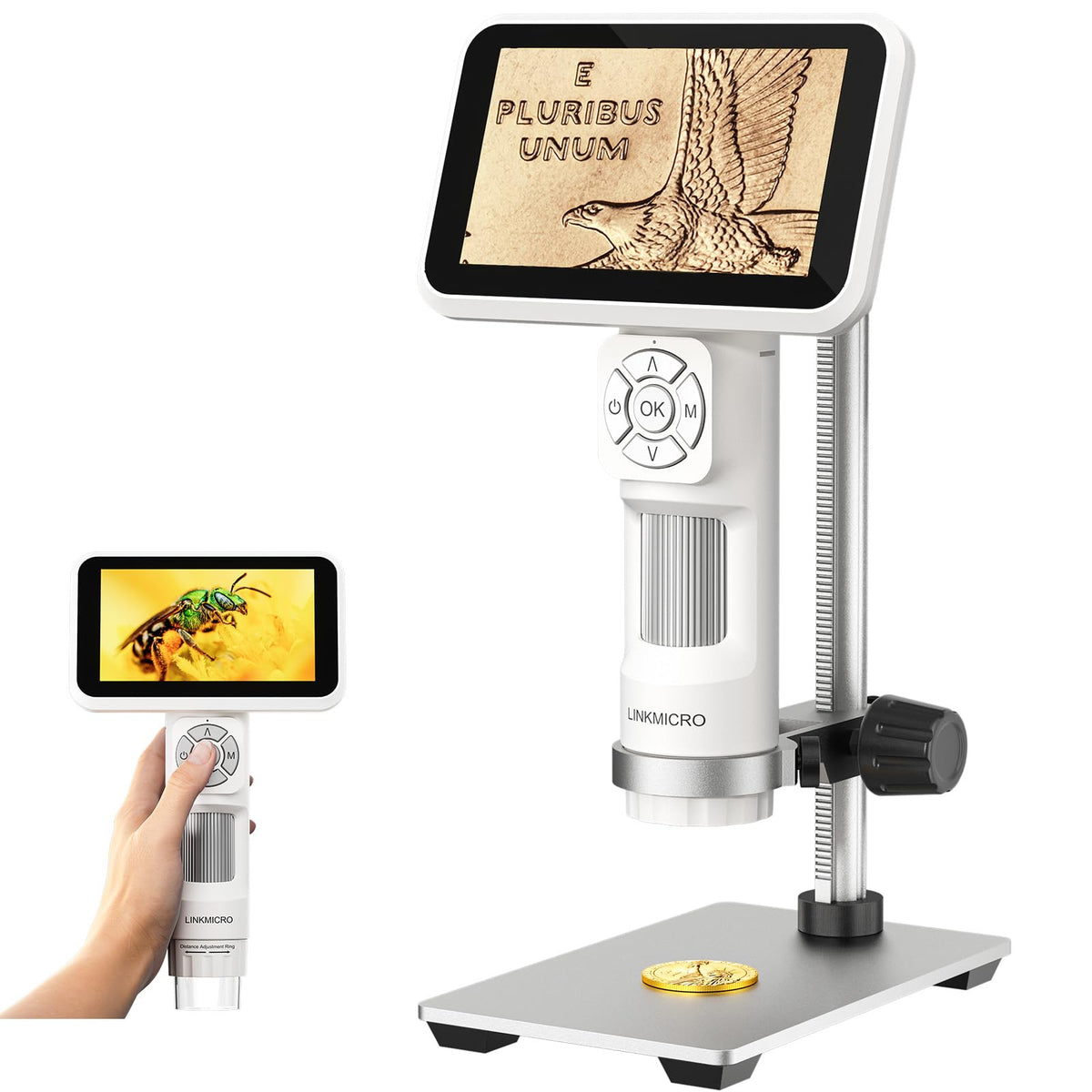LINKMICRO LM115 front panel showing 5-inch IPS screen and controls for clear viewing