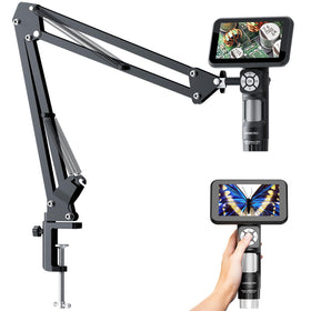 Linkmicro LM115A shown with flex arm stand for precise soldering setup