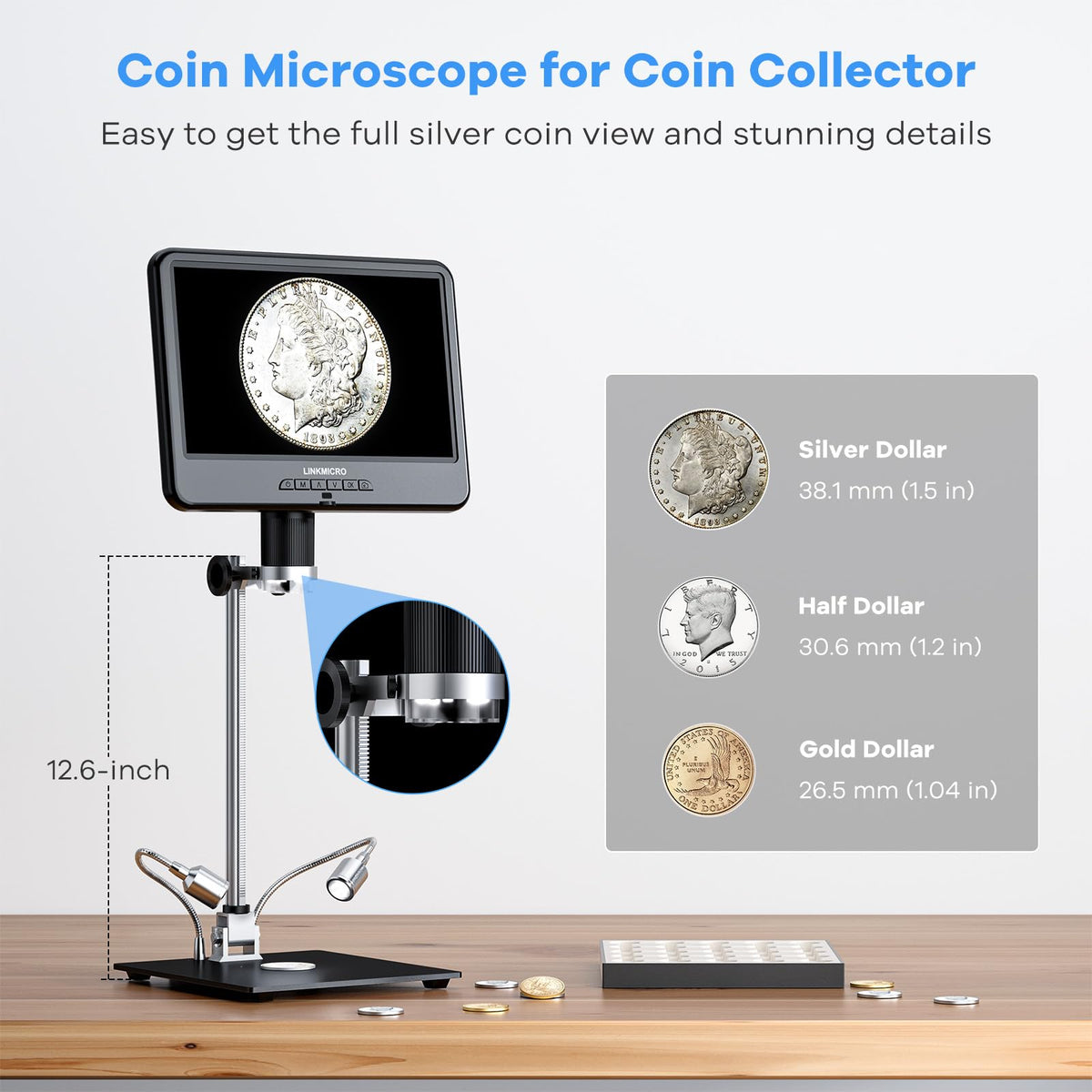LINKMICRO LM210 heavy-duty stand enables stable soldering and precise focus.