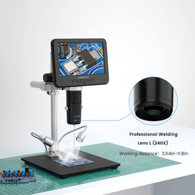 LINKMICRO LM246MS 240X magnification lens enables precise soldering inspection.