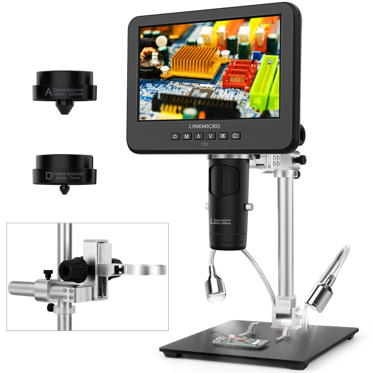 LINKMICRO LM246MS three lenses enable soldering, coins, and biology viewing.