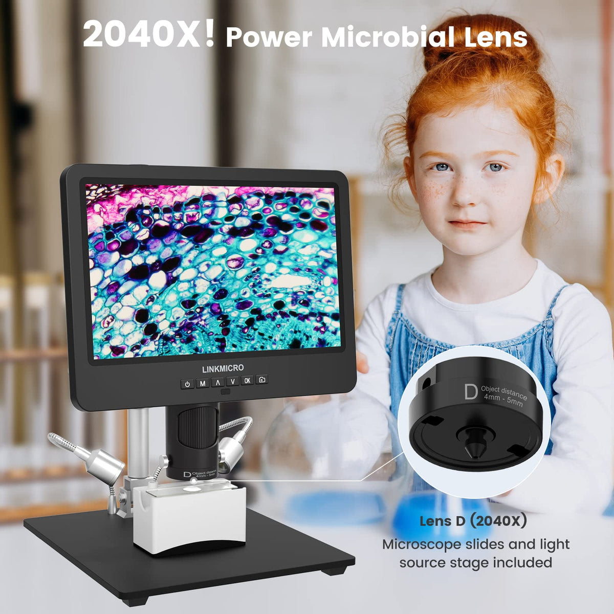 LinkMicro LM249MS microbial 2040x lens opens home science exploration.