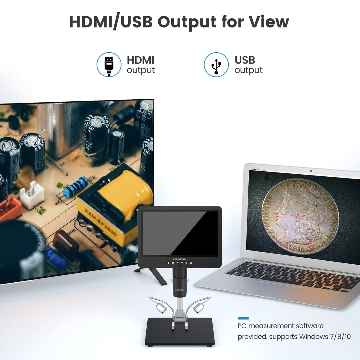 LinkMicro LM249MS 240x telephoto lens enables precise soldering and small component inspection.