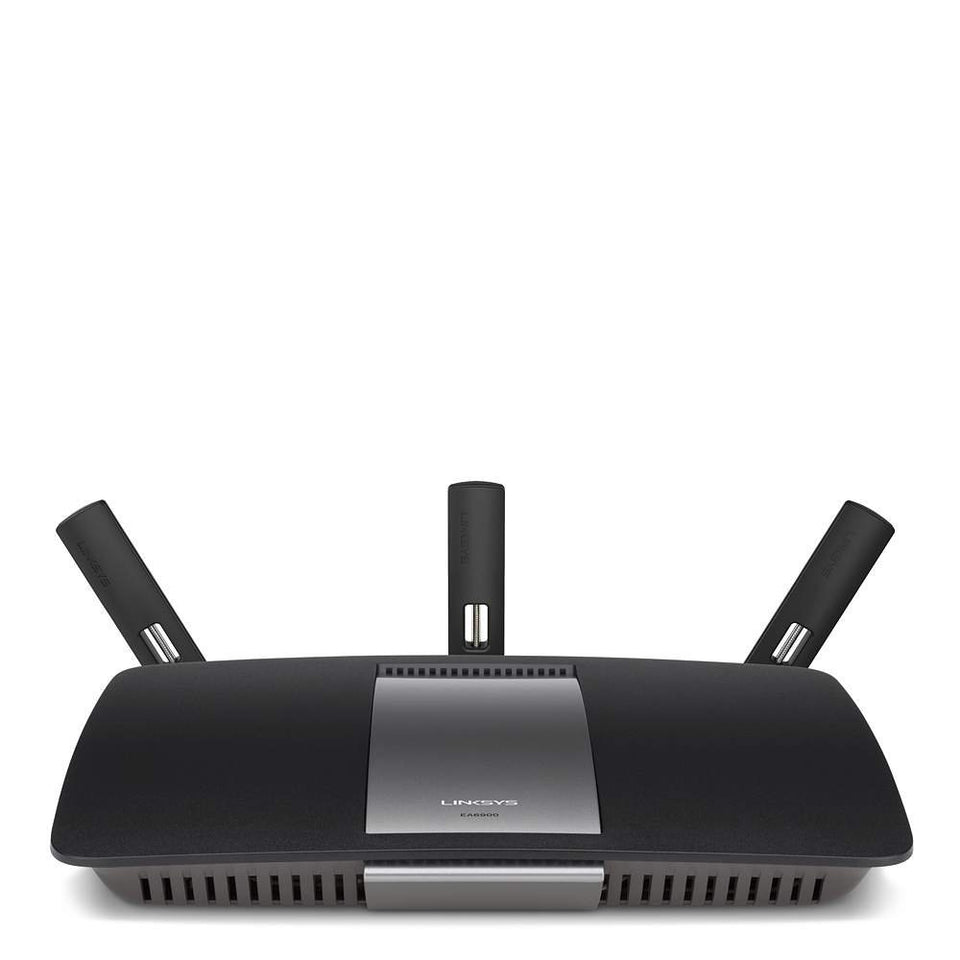 Linksys AC1900 router front view highlighting dual-band performance.