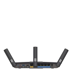 Linksys AC1900 router ports view showing USB 3.0 and Gigabit ports for fast sharing.