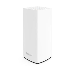 Linksys AX4200 router front view highlighting fast whole-home Wi-Fi for streaming and gaming.