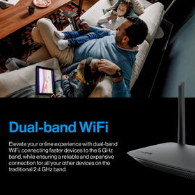 Linksys browser setup screen showing guided installation for quick, simple setup