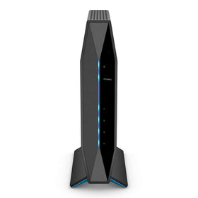Linksys E8450 AX3200 router on desk for reliable streaming and gaming