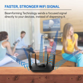 Linksys EA8300 app control demonstrates remote Wi-Fi management from mobile device.