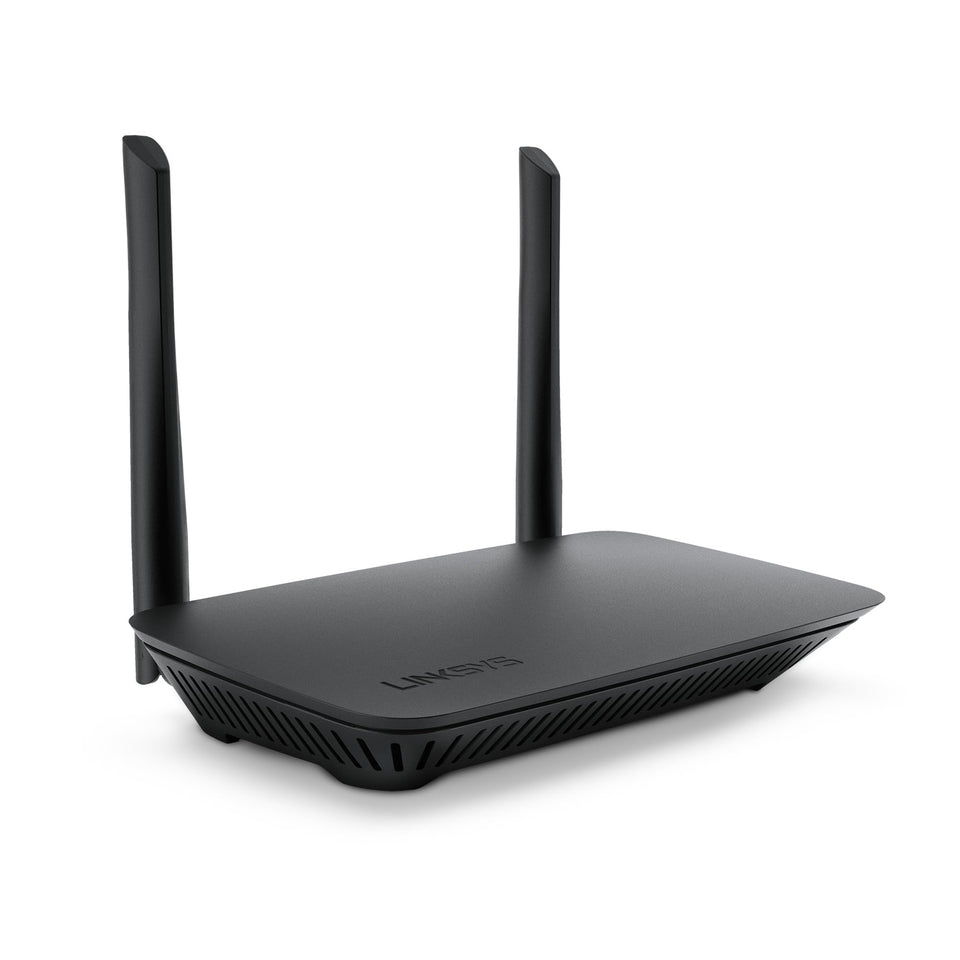 Linksys front view showing sleek router design and LED indicators for reliable home WiFi