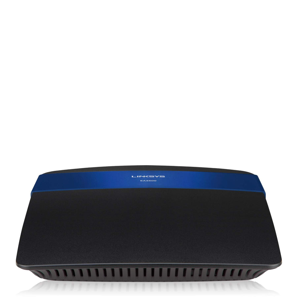 Linksys LNKEA3500 router front view showing dual-band design for smooth streaming.