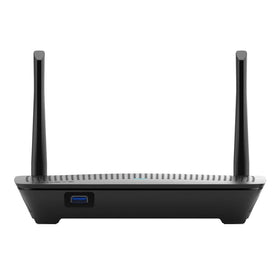 Linksys MR6350 back view with Ethernet ports showing wired connection reliability