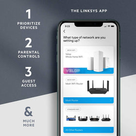 Linksys MR6350 placed in living room demonstrating stronger WiFi coverage benefits