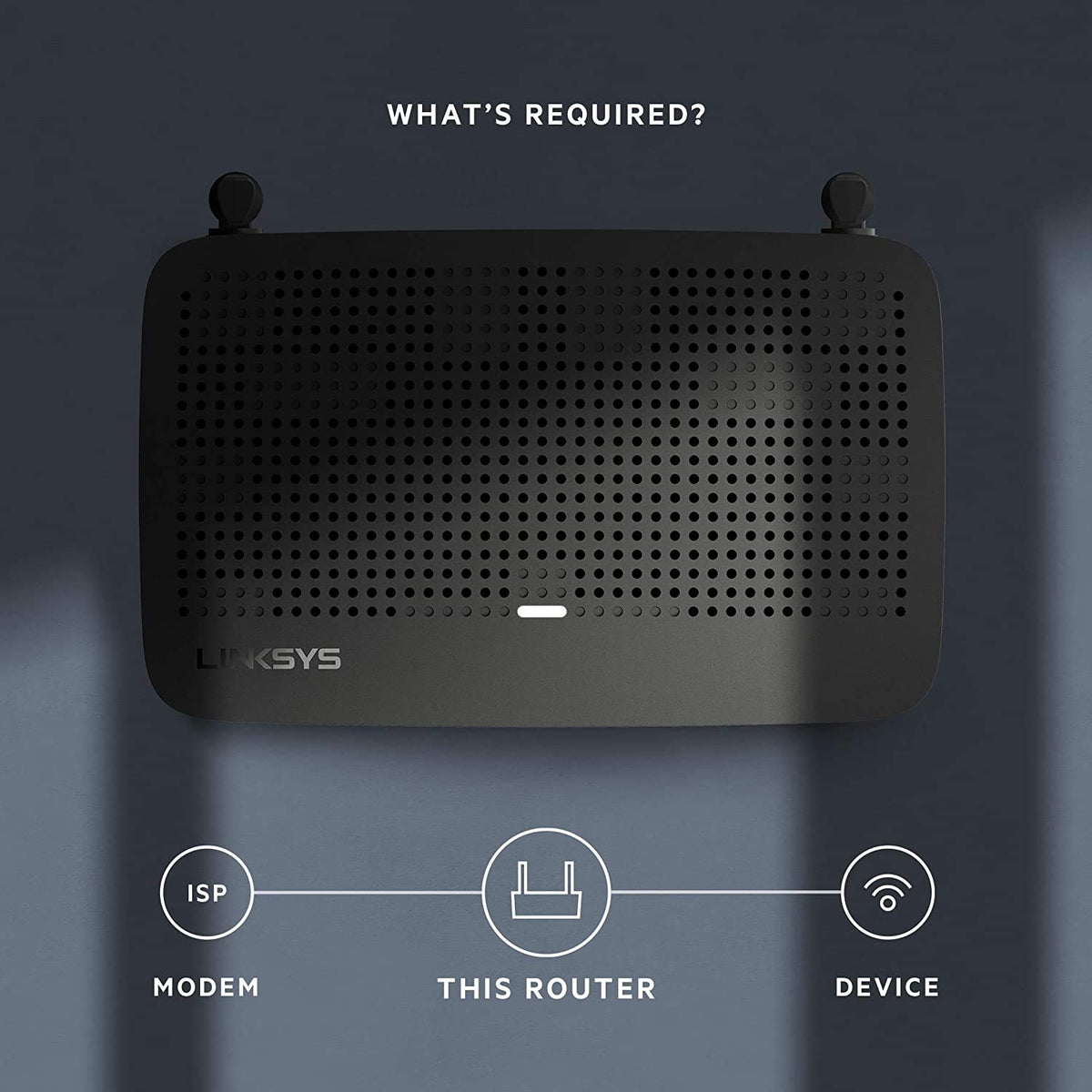 Linksys MR6350 with Linksys App on phone showing quick setup and controls