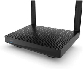 Linksys MR7340 router front view showing compact design ideal for small spaces