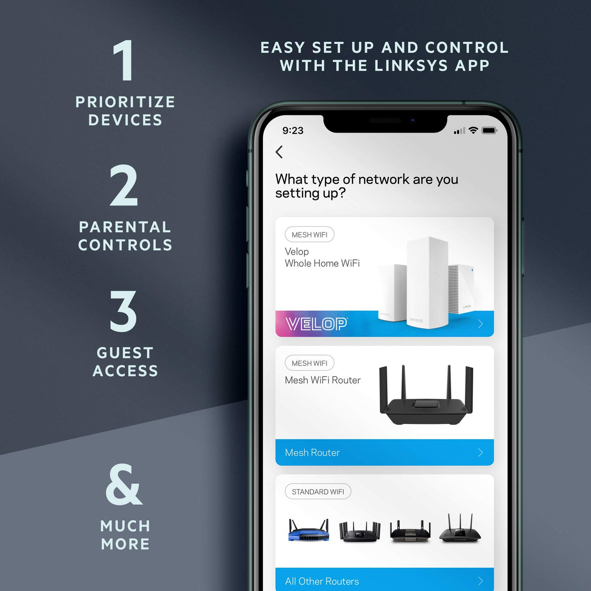 Linksys MR9600 renewed packaging with quick-start guide for easy setup.