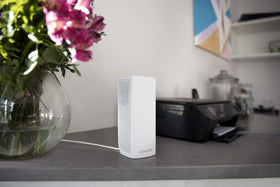 Velop mesh node in the bedroom extending fast connectivity to multiple devices