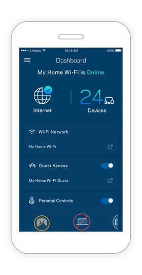Linksys Velop placed in living room showing improved Wi‑Fi coverage and reliable streaming benefit