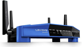 Linksys WRT3200ACM front view showing router design for home Wi-Fi use