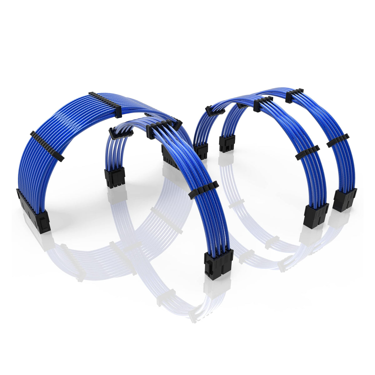 LINKUP 30cm blue silicone-sleeved PSU cable for neat routing and cable management.