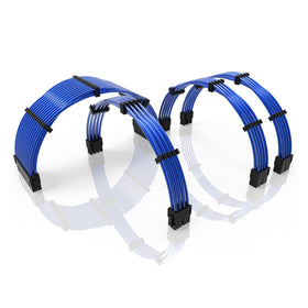 LINKUP 30cm blue silicone-sleeved PSU cable for neat routing and cable management.