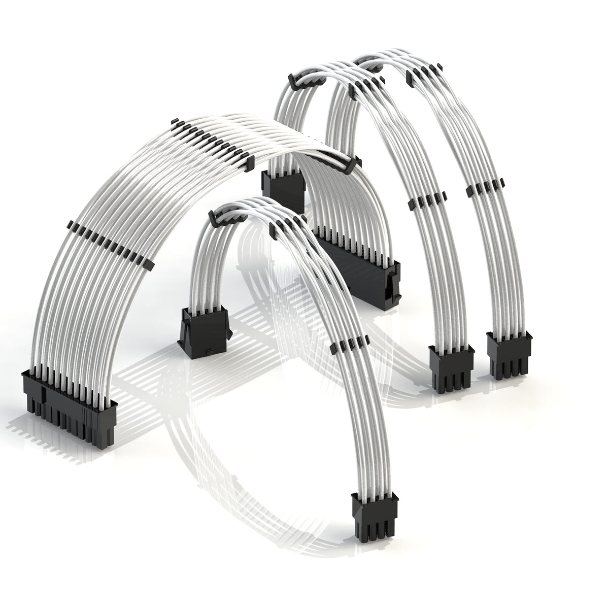 LINKUP 30cm PSU cable extension in silver for high-power PC builds.