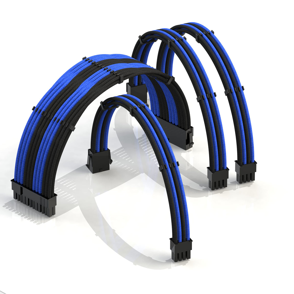 LINKUP 50cm braided PSU extension cables offer flexible routing for a clean build.