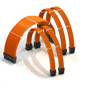 LINKUP AVA 30cm PSU extension with orange braided sleeve for neat builds