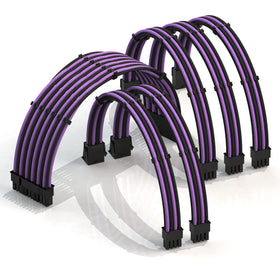 LINKUP AVA 30cm PSU cable extension in purple-black for tidy, flexible builds.