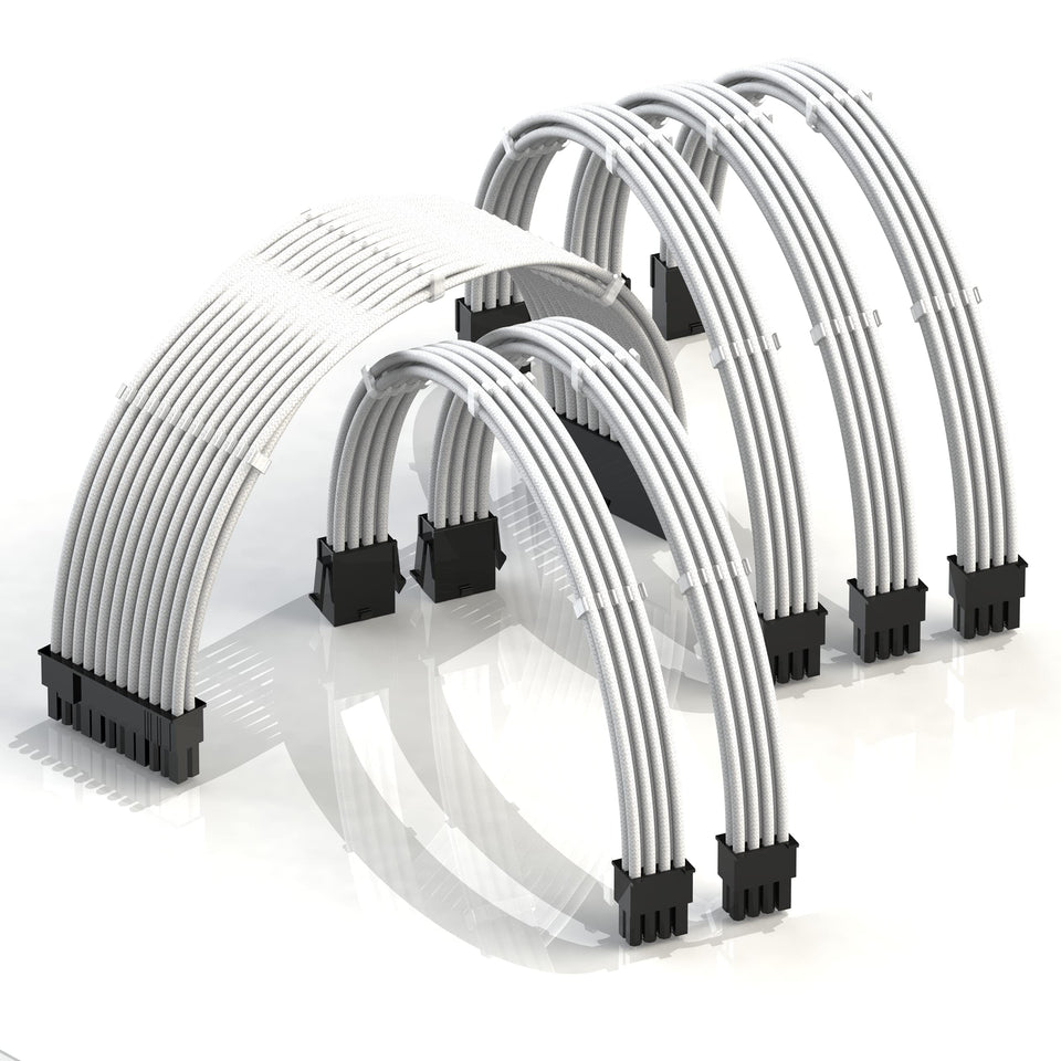 LINKUP AVA 30cm PSU cable extension with braided sleeve for clean builds.