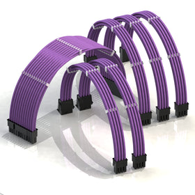 LINKUP AVA 50cm purple braided PSU extension highlights a tidy gaming rig