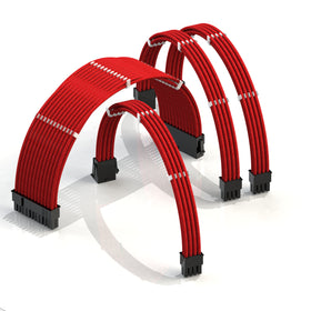 LINKUP AVA 50cm braided red PSU cable extension for clean power routing