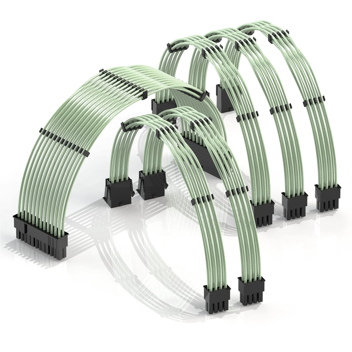 LINKUP front packaging of green 30cm PSU extension kit showing connectors and color for attractive builds