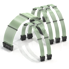 LINKUP front packaging of green 30cm PSU extension kit showing connectors and color for attractive builds