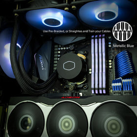 LINKUP GPU 6+2 power cable in blue silicone sleeve for clean GPU power paths.