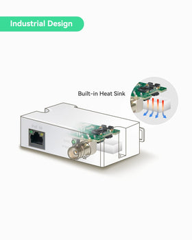 LINOVISION PoE Over Coax converter side panel with port access for quick installation
