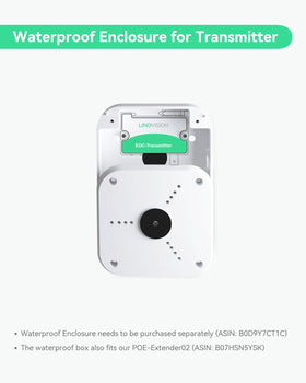 LINOVISION receiver hooked to PoE switch proving central power and network aggregation