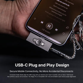 Linsoul Allegro Pro beside a phone for scale, compact yet powerful audio upgrade