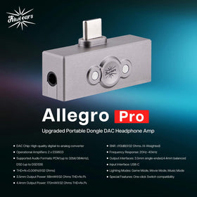 Linsoul Allegro Pro top view with 3.5mm and 4.4mm outputs, delivers low-noise sound