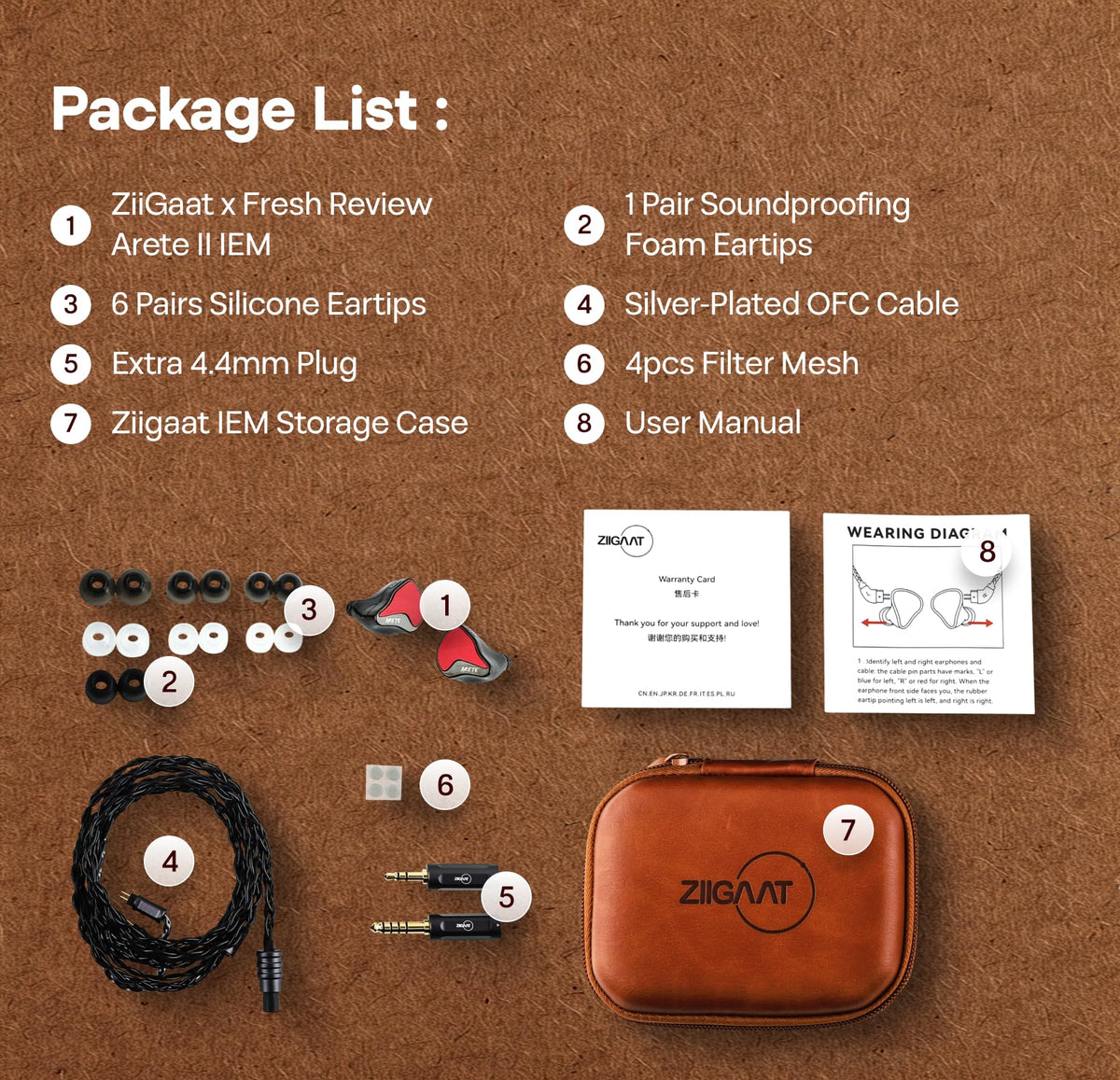 Arete II packaging display showcasing accessory kit for quick setup.