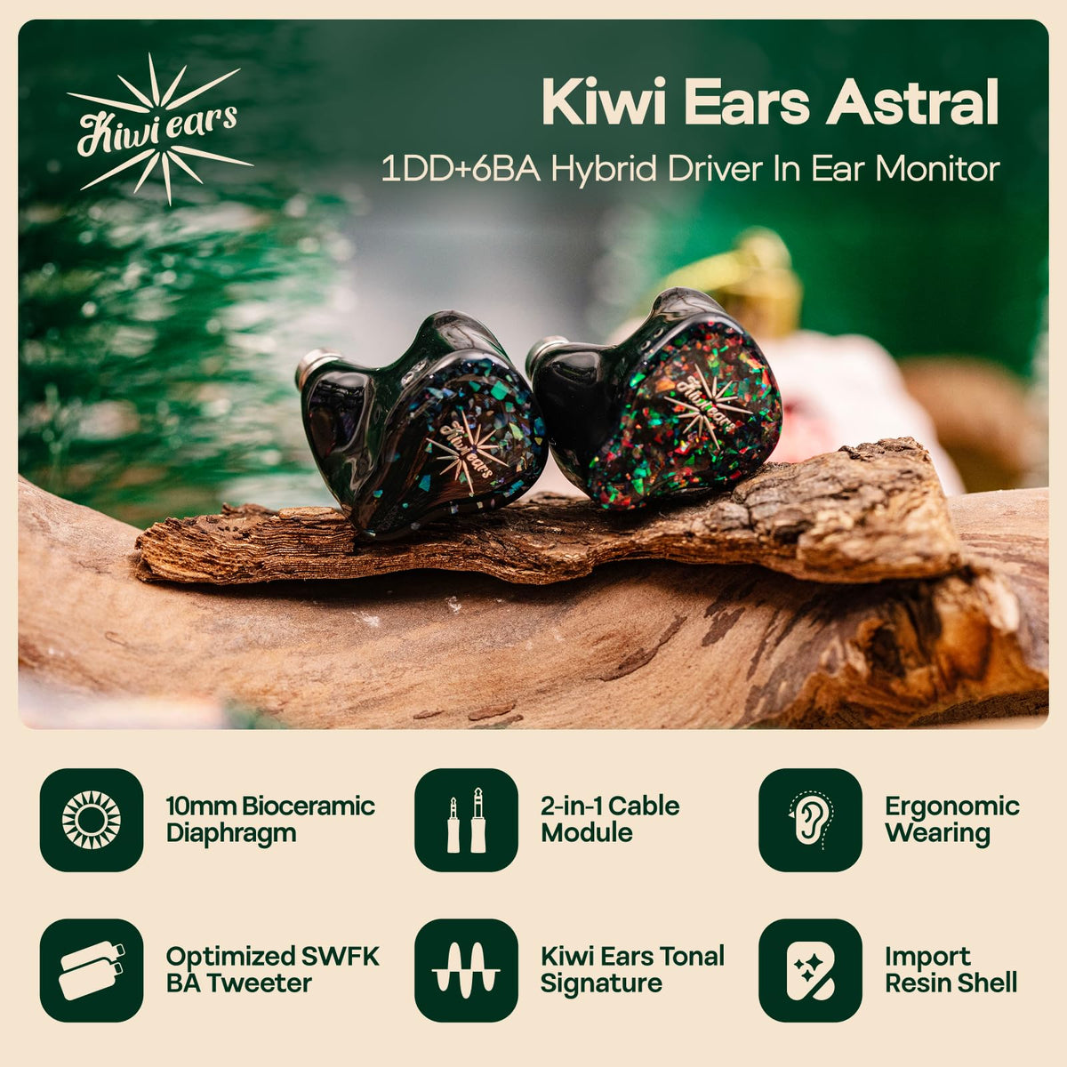 Linsoul Kiwi Astral dual custom midrange balanced armatures for natural vocal clarity